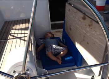 Carl sleeping while we are on the way 