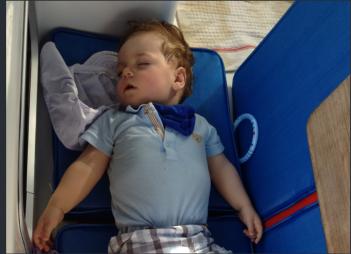 Carl sleeping while we are on the way 