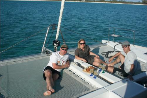 pre dinner drinks and nibbels at Highborne Cays